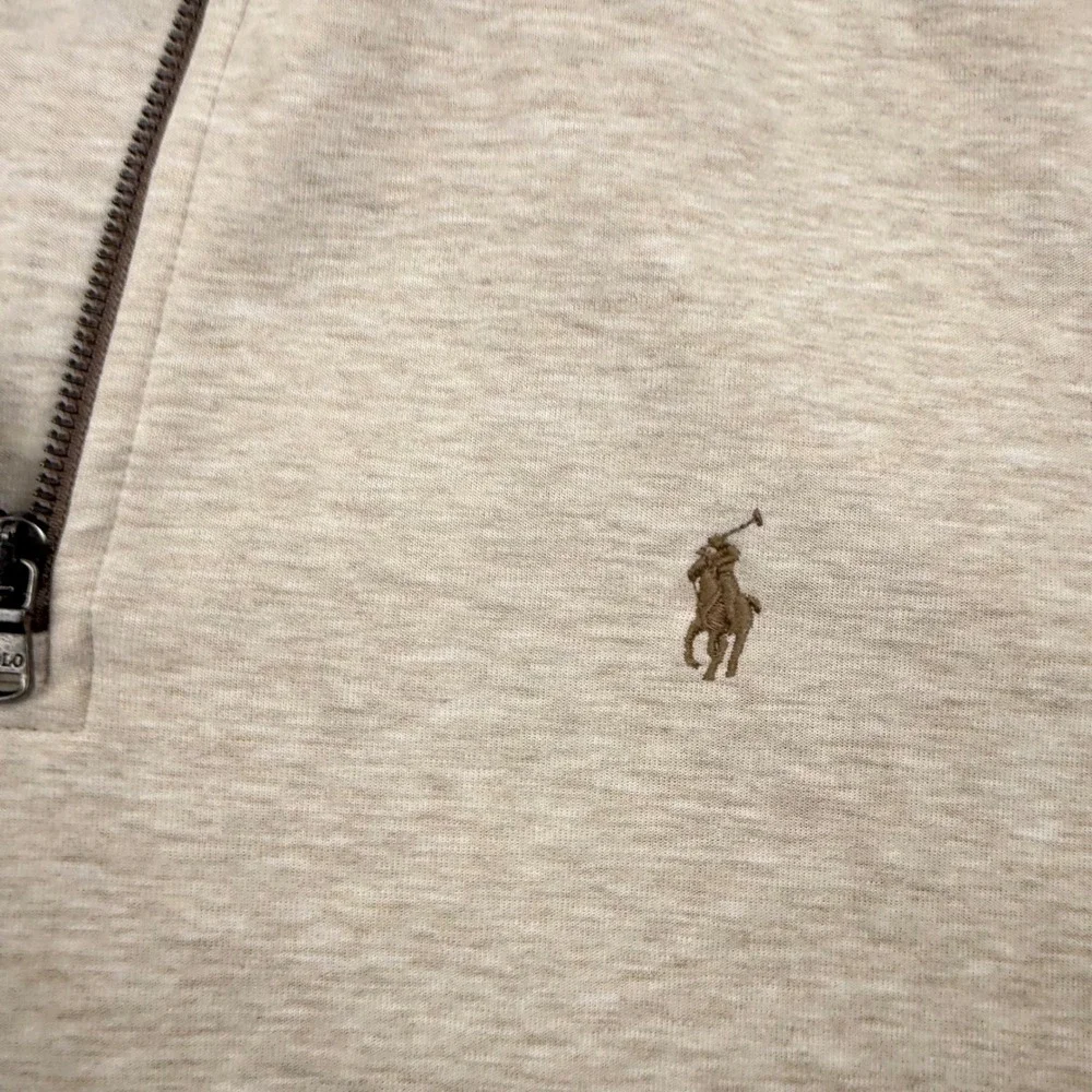 Polo Ralph Lauren Pullover Mens XL Preppy Quiet Luxury Quarter Zip Oatmeal Tan